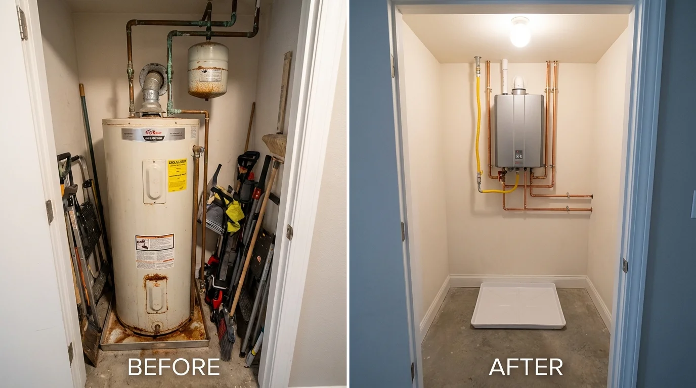 Tank water heater versus wall-mounted tankless unit comparison for Bremen, GA homeowners